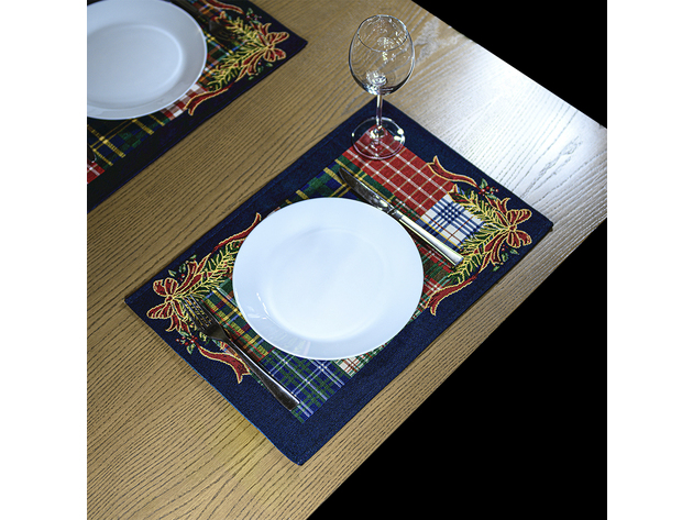 Homvare Table Placemats, Holiday Dinner, Parties, Home Décor, Woven Tapestry 13”X19”-Set of 4 - Blue