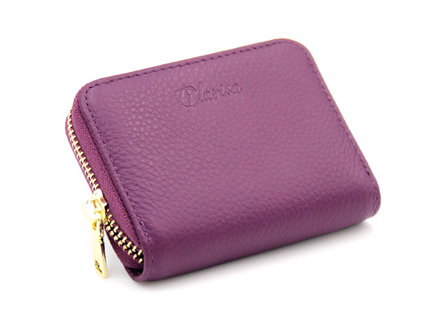 Clarisa Leather Card Holder Wallet (Purple)