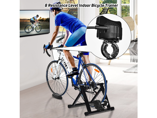 Costway Bike Trainer Bicycle Exercise Stand w/ 8 Levels Resistance - Black