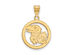 14k Gold Plated Silver U. of Kansas Small Circle Pendant
