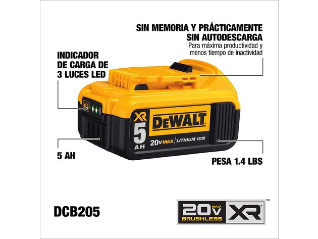 Dewalt DCB205 20V Lightweight MAX XR Battery, Lithium Ion, 5.0Ah - Multicolor (Refurbished)