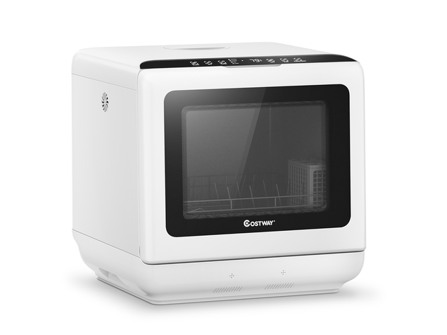 Costway Countertop Dishwasher Air Drying 5 Programs with Water Tank Green\White - White