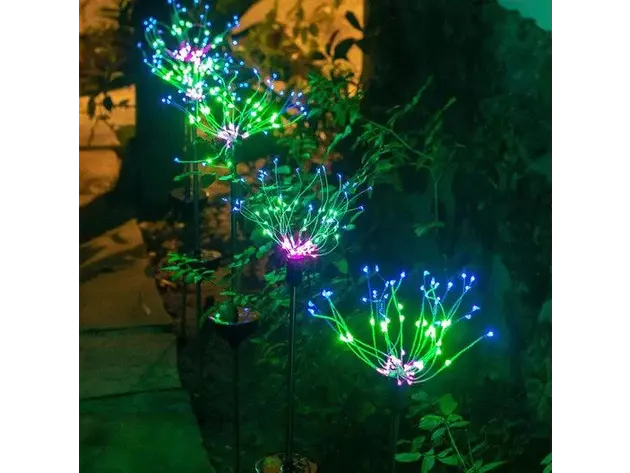 2-Pack LED Solar Firework Garden Light