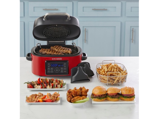 Kitchen HQ 6.5QT 7-in-1 Air Fryer Grill with Accessories - Silver (Open Box)