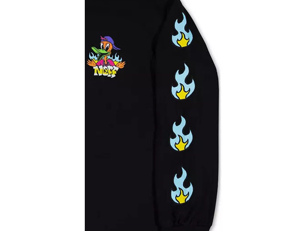 Neff Men's Duck Flames Logo Graphic T-Shirt Black Size X-Large