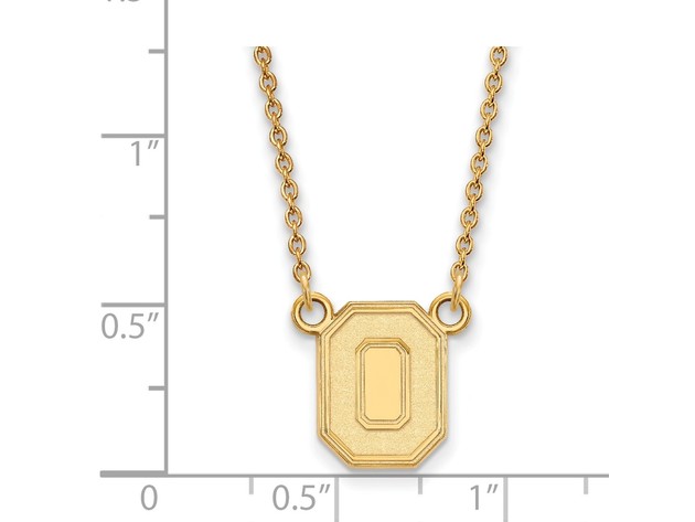 14k Gold Plated Silver Ohio State Small Pendant Necklace, 18 Inch