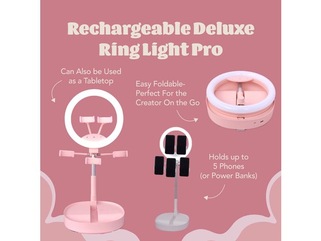 Deluxe Rechargeable Ring Light (with Built-in Battery) Ink Black