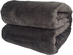 Spyder Flannel Ultra Plush Bed Blanket Interwoven Strength - Queen 90"x90" Grey
