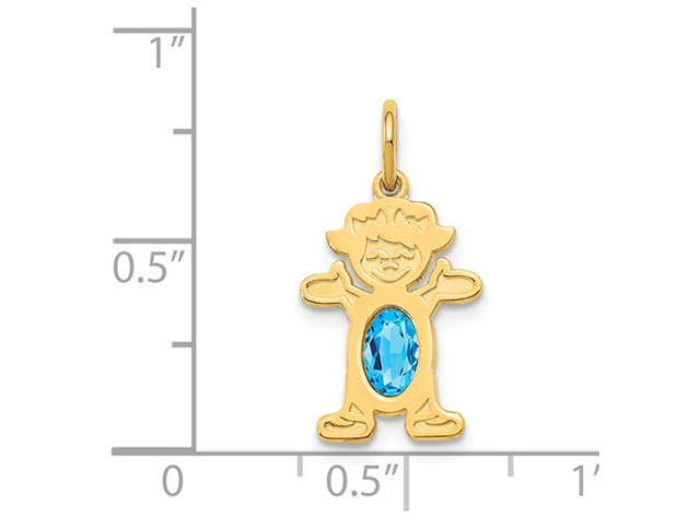 3/5 Carat (ctw) Blue Topaz Young Girl Charm Pendant Necklace in 14K Yellow Gold with Chain