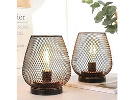 2-Pack Metal Cage LED Cordless Lantern Accent Light with LED