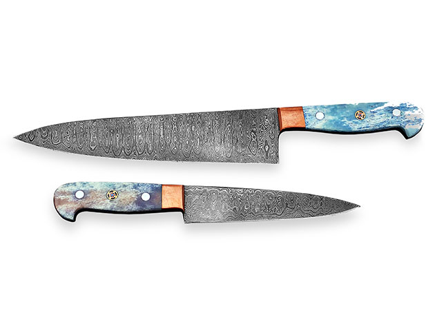 Damascus Chef Knives: 2-Piece Set