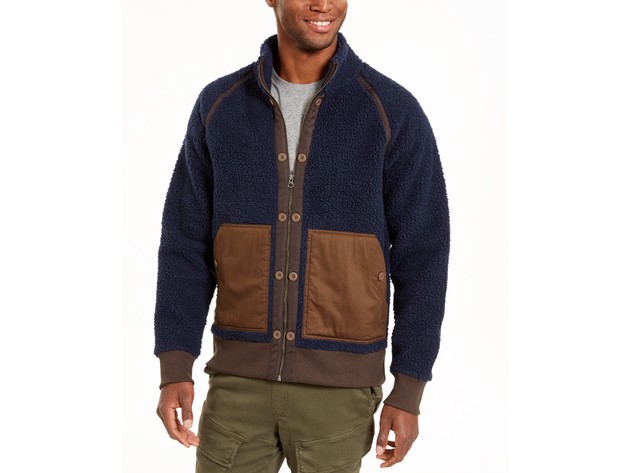 American Rag Men's Colorblocked Fleece Jacket Navy Size Extra Large