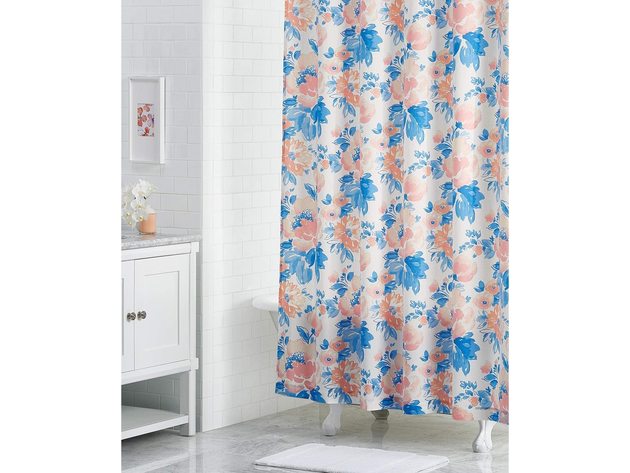 Martha Stewart Savannah Rose 72 Inch X 72 Inch Floral-print Shower Curtain, Multicolor