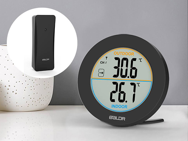 BALDR Wireless Indoor & Outdoor Thermometer (Black)