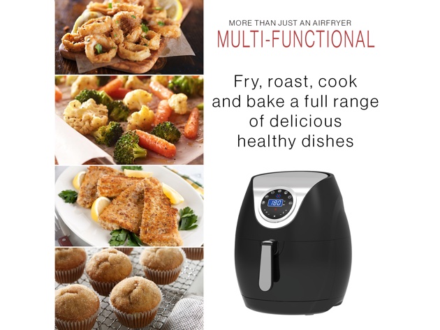 Kitchen Couture Digital Air Fryer 7L LED Display Low Fat Healthy Oil Free Black