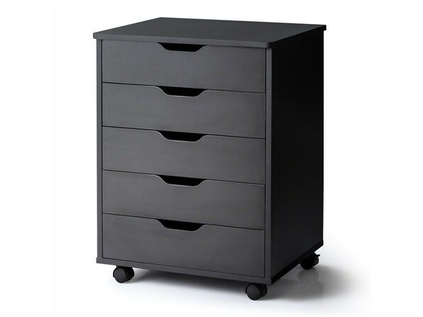 Costway 5 Drawer Chest Storage Dresser Floor Cabinet Organizer with Wheels  Black