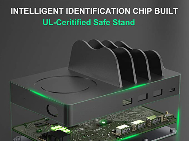 5-in-1 60W Qi Certified Multi-Device USB & Wireless Charging Dock