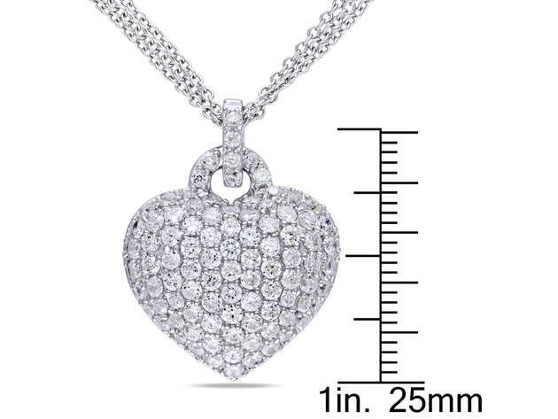 3.50 Carat (ctw) Lab-Created White Sapphire Heart Pendant Necklace in Sterling Silver