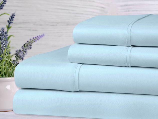 Bamboo 4-Piece Lavender Scented Sheet Set (Aqua/Queen)