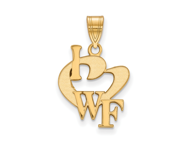 14k Gold Plated Silver Wake Forest U. Large I Love 'WF' Logo Pendant