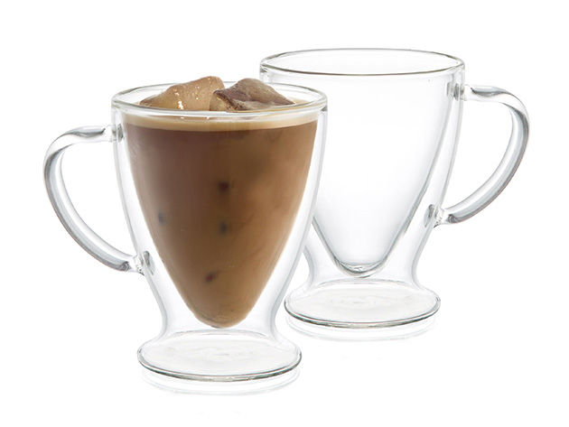 Alba 10oz Coffee & Tea Glass Mug (Set of 2)