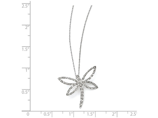 Accent Diamond Dragonfly Pendant Necklace in 14K White Gold with Chain