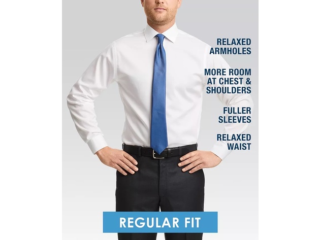 Van Heusen Men's Classic/Regular-Fit Stretch Flex Check Dress Shirt Gray 18-36-37