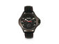 Breed Tempe Leather-Band Watch w/Day/Date - Black/Black