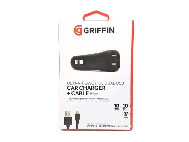 Griffin Power Jolt Dual 2.1 A USB Car Charger with Micro USB Cable - Black