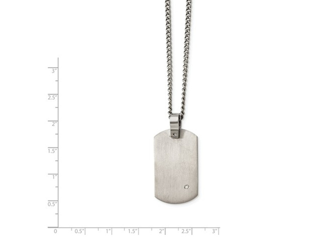 Mens Titanium Dog Tag Pendant Necklace with Diamond Accent and Chain