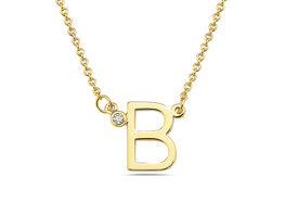 18K Gold-Plated CZ Initial Necklace (B)
