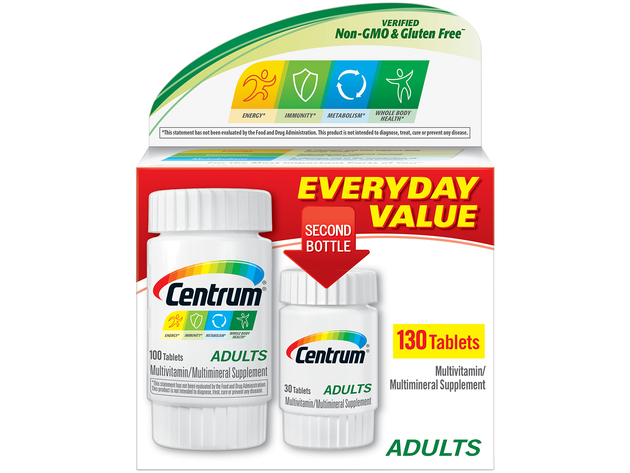 Centrum Adult Multivitamin/Multimineral Supplement with Antioxidants, Zinc and B Vitamins, Boost Your Immunity & Feed Your Cells and Help Support Your Energy, 130 Count