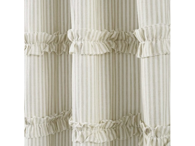 Lush Decor Vintage Stripe Yarn Dyed Cotton Shower Curtain, 72" x 72" - Neutral
