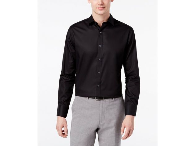 Bar III Men's Slim-Fit Stretch Dress Shirt Black Size 15-34-35