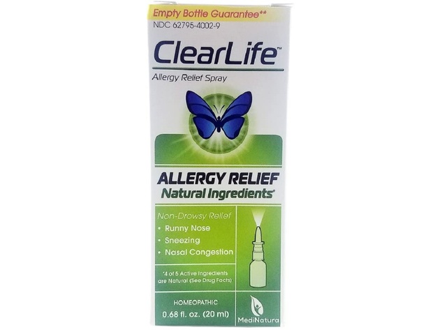 ClearLife Allergy Relief Homeopathic Nasal Spray with Natural Ingredients, 0.68 Oz.