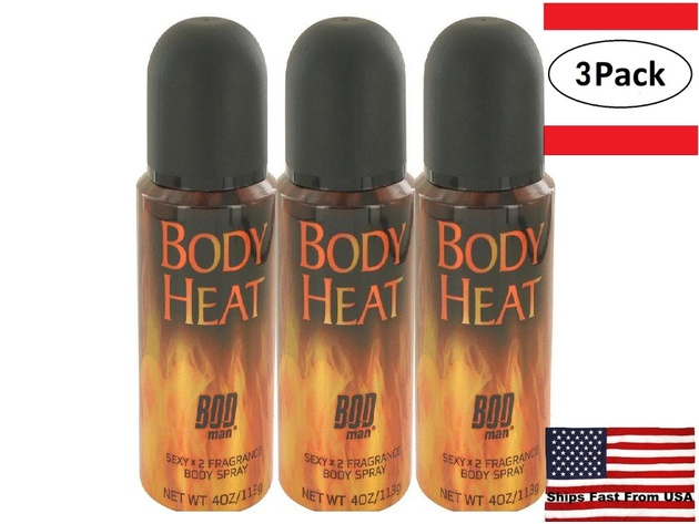 3 Pack Bod Man Body Heat Sexy X2 by Parfums De Coeur Body Spray 4 oz ...