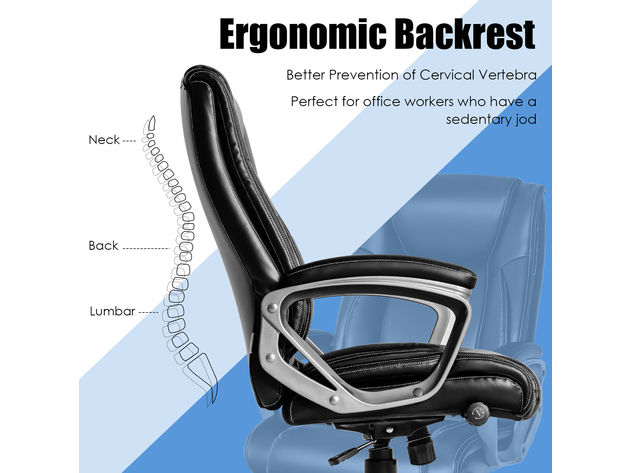 Costway Big & Tall Office Chai Ergonomic Swivel Chair w/ Lumbar Support - Black