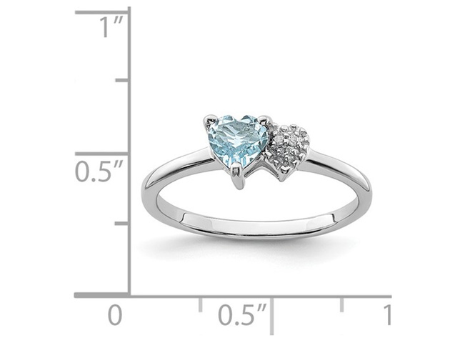 2/5 Carat (ctw) Natural Aquamarine Heart Promise Ring in Sterling Silver 