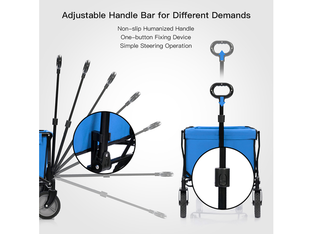 Costway Collapsible Outdoor Utility Wagon Folding Garden Tool Cart - Blue