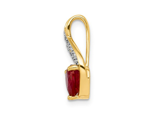 1.15 Carat (ctw) Lab-Created Ruby Heart Pendant Necklace in 14K Yellow Gold with Chain