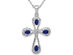 9/10 Carat (ctw) Natural Dark Blue Sapphire Cross Pendant Necklace in Sterling Silver with Chain