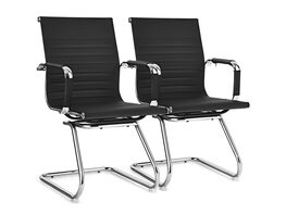 Costway Set of 2 Office Waiting Room Chairs for Reception Conference Area - Black