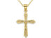 10K Yellow Gold Textured Cross Crucifix Pendant Necklace with Chain