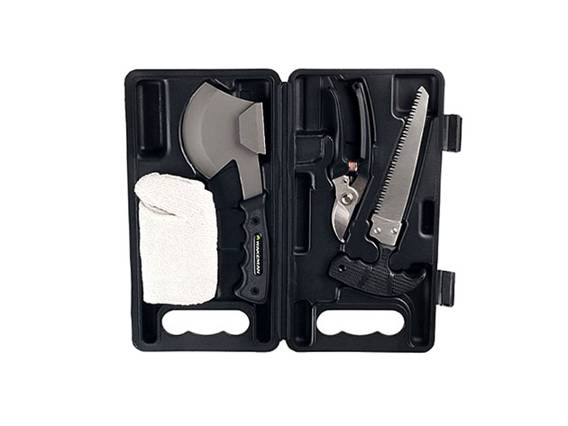 Wakeman Camping Tool Kit with Axe, Saw, Clippers, & Gloves