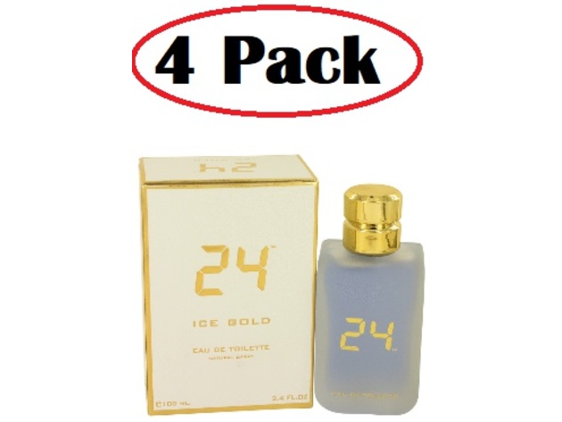 4 Pack of 24 Ice Gold by ScentStory Eau De Toilette Spray 3.4 oz