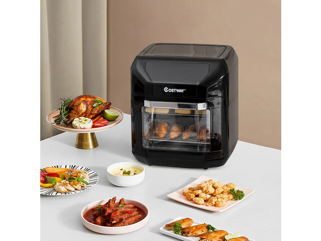 Costway 10.6 Quart Air Fryer Oven 1700W 7 in 1 Rotisserie Dehydrator w/ 8 Accessories Black