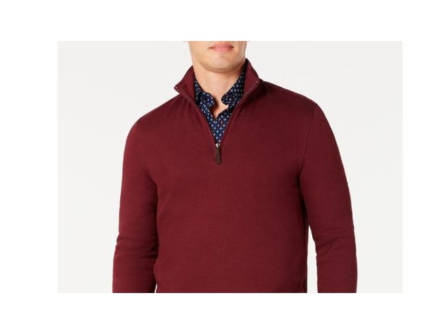 Tasso Elba Men's 1/4-Zip Sweater Wine Size Small