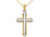 14K Yellow and White Gold Cross Pendant Necklace with Chain