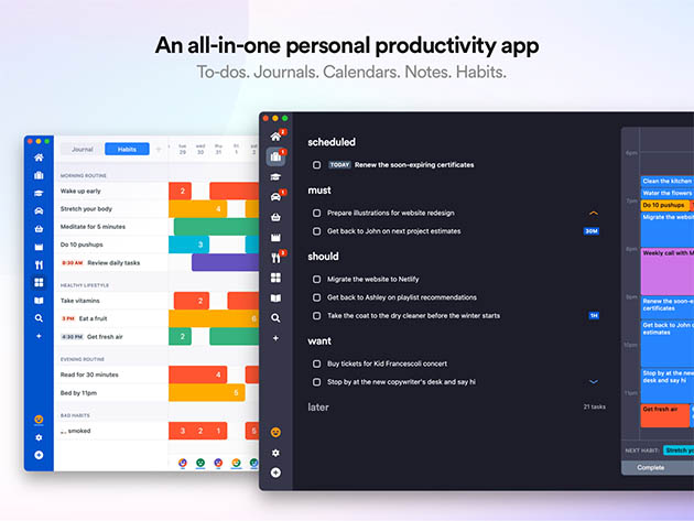 Lunatask Premium Lifetime Subscription, To-Do List, Notebook, Habit Tracker, Pomodoro Timer, & Journaling App All in One