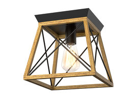 Industrial Ceiling Light 1-Light Farmhouse Semi Flush Mount Ceiling Fixture - Natual